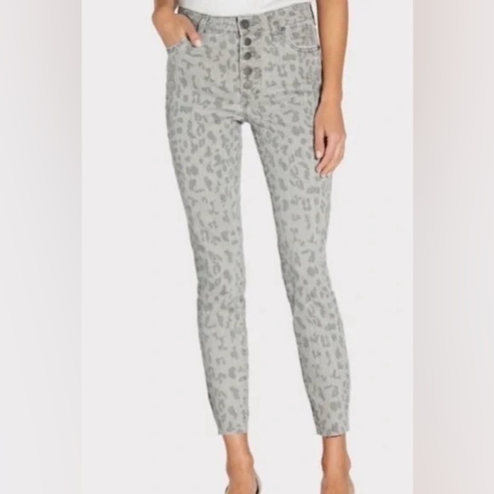 Kut from the Kloth Connie High Rise Ankle Skinny Jeans in Gray Animal Print